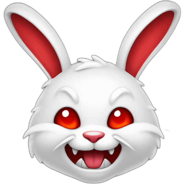 evil white rabbit with sharp fangs with red around mouth emoji