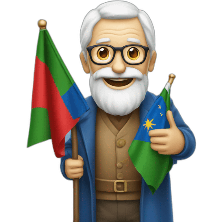 old man holding portugueese flag and iphone emoji