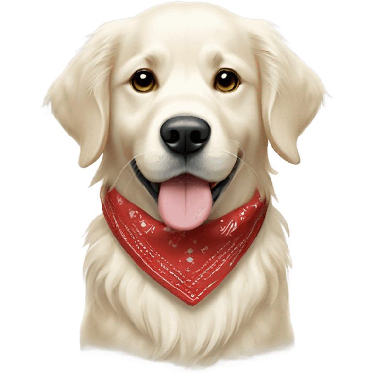 White golden retriever with bandana emoji