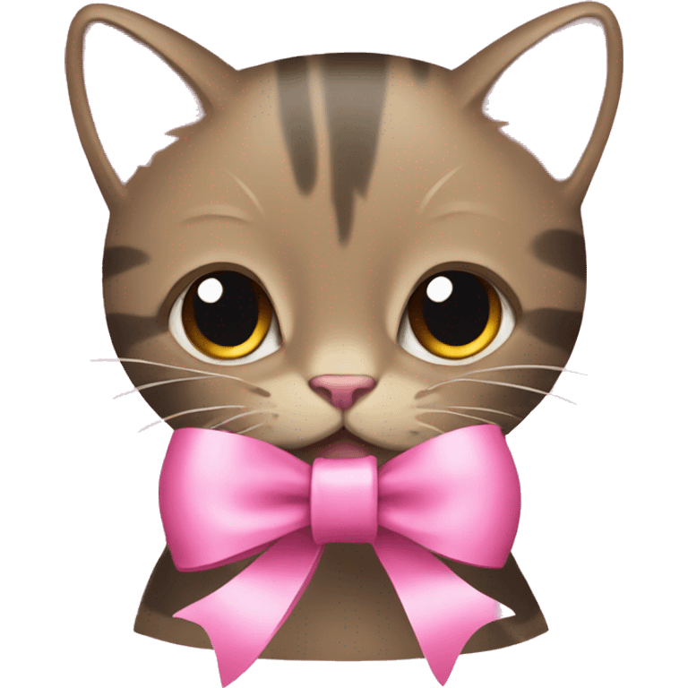 Pink ribbon with cat emoji