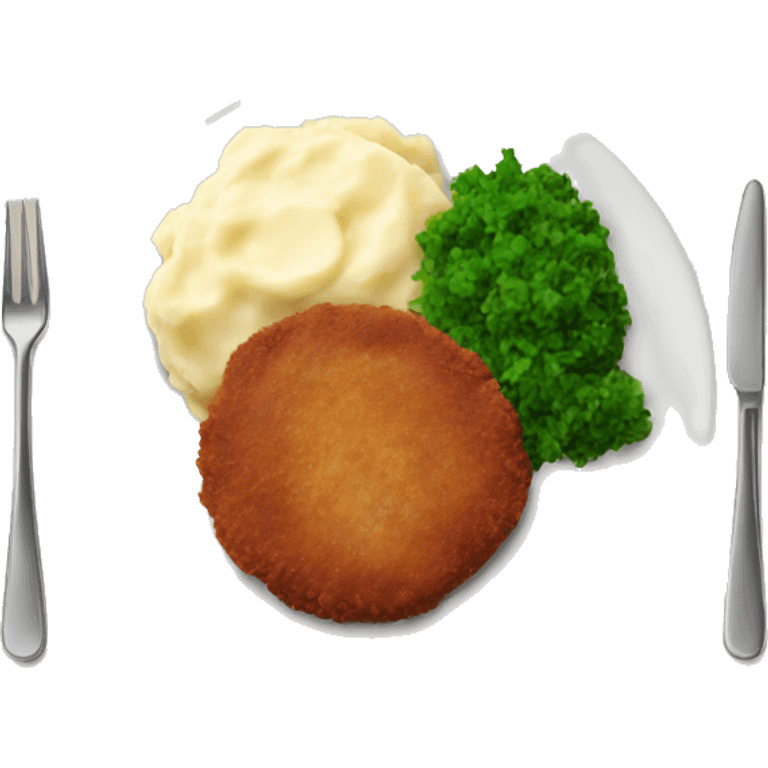 Cutlet with mashed potatoes on a plate emoji