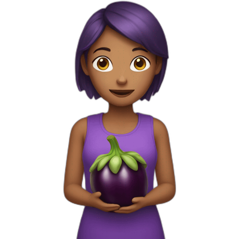 girl holding eggplant emoji