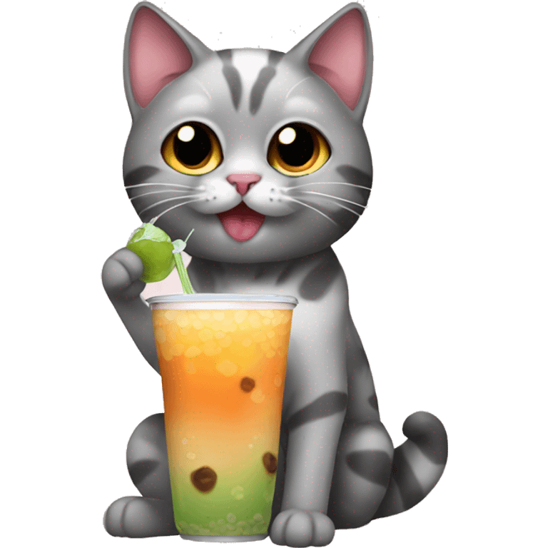 Cat drinking boba emoji