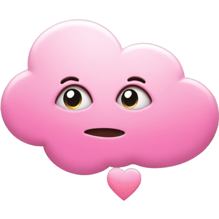 Thought cloud with pink heart inside. “Thinking about love” emoji