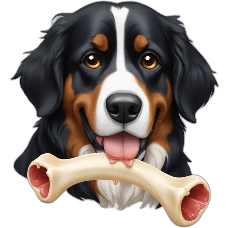 Bernese mountain eating bone emoji