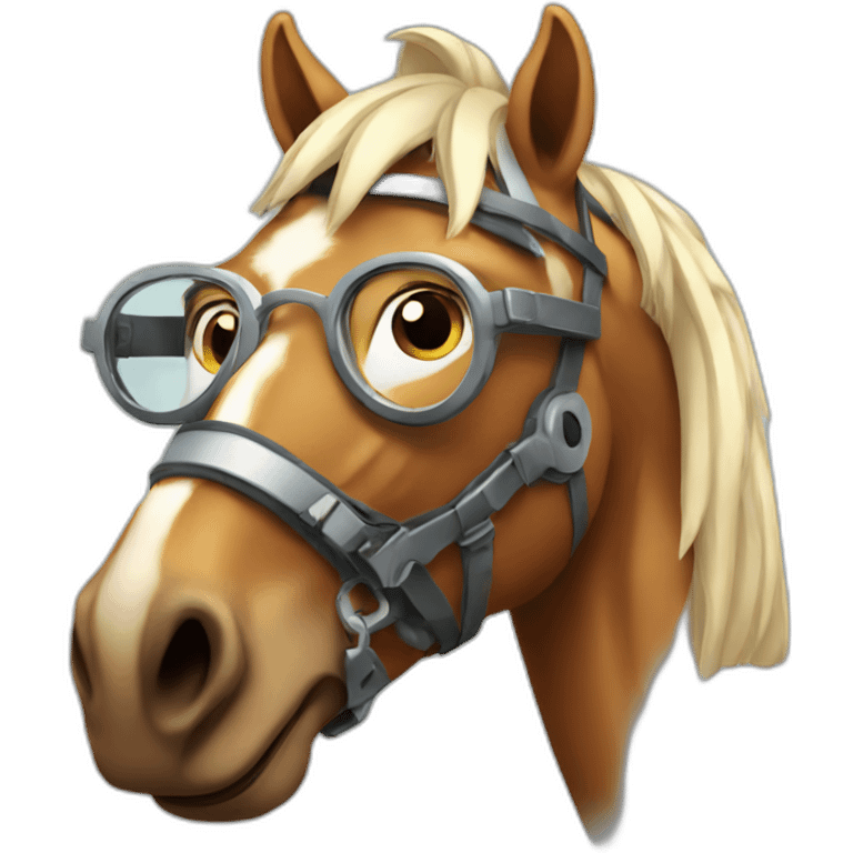 Mechanical horse wearing glasses emoji