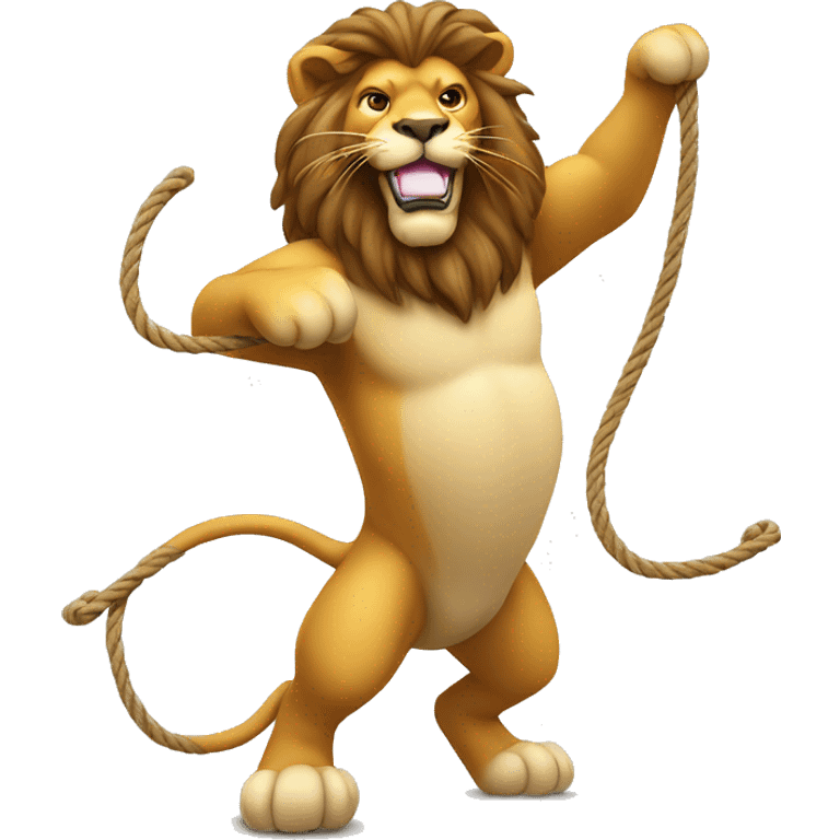 lion on hind legs swinging a lasso emoji