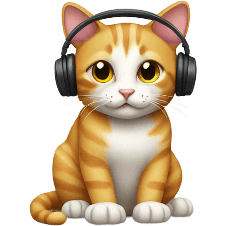 cat listening to music emoji