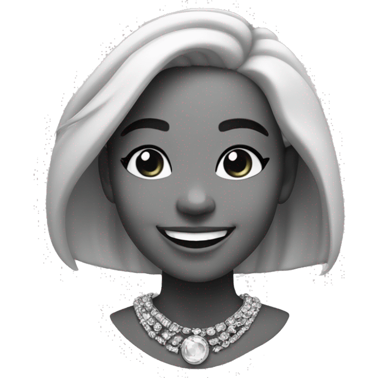 smiling girl in monochrome jewelry  emoji