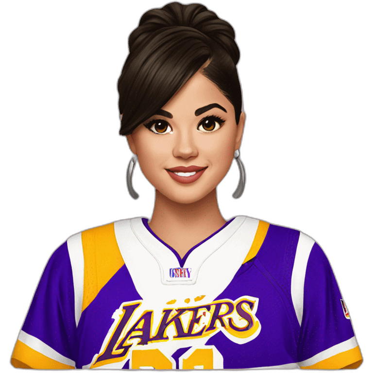 selena gomez wearing lakers jersey emoji