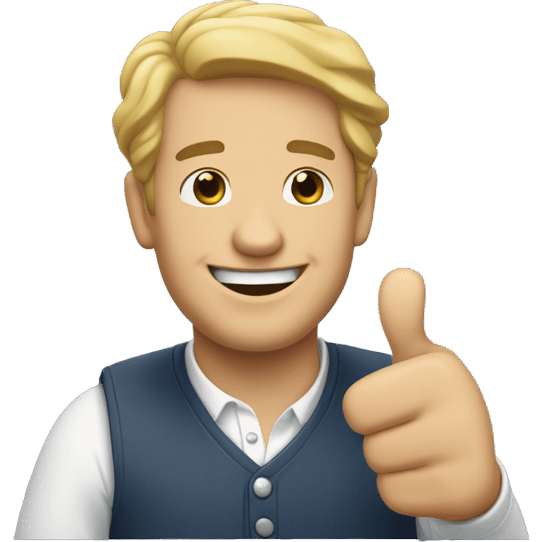 Smiling French man showing thumbs up  emoji