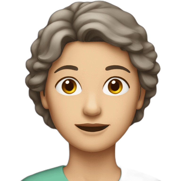 woman in her sixties with brown hair reaching to the shoulder emoji