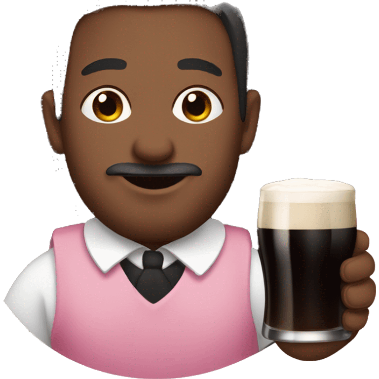 Man drinking Guinness wearing a pink dress emoji