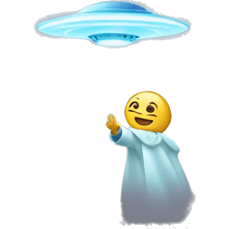 kid drop from UFO light ray emoji