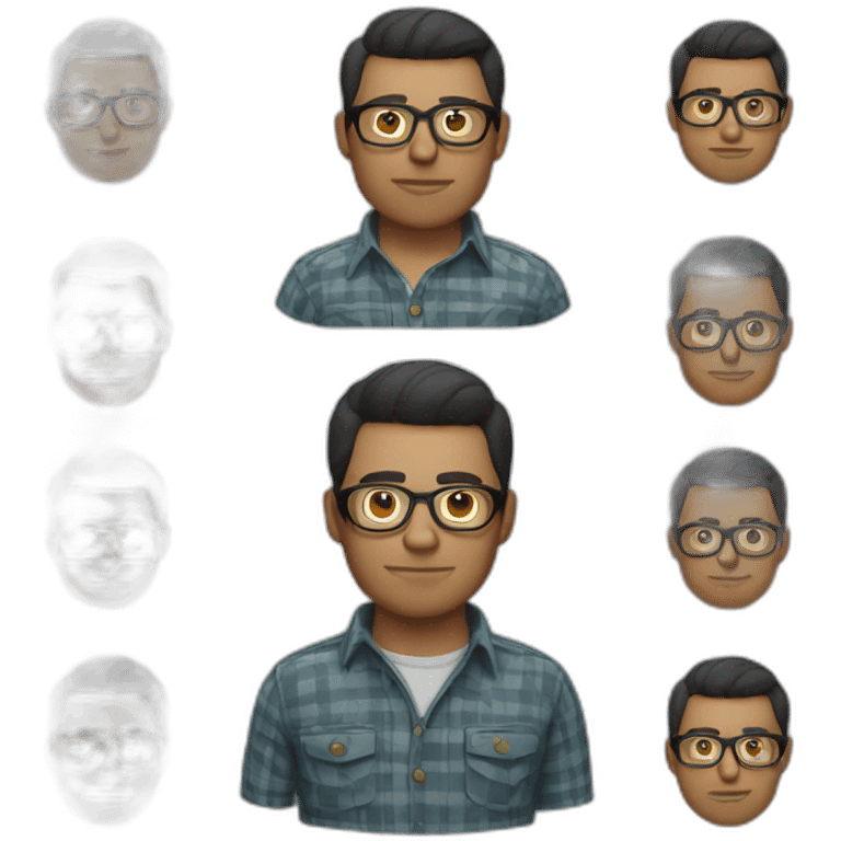 short in height white geologist with short dark hair glasses and a plaid shirt emoji