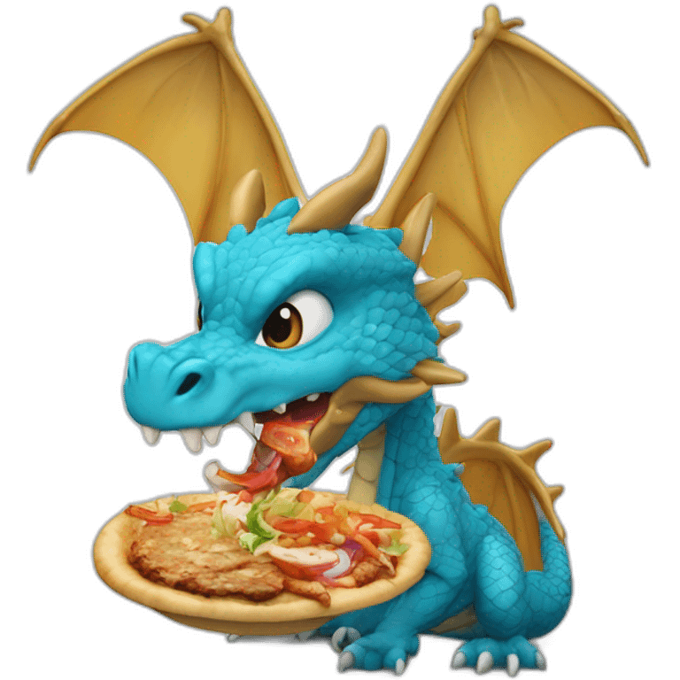 Un dragon bleu qui mange un kebab emoji