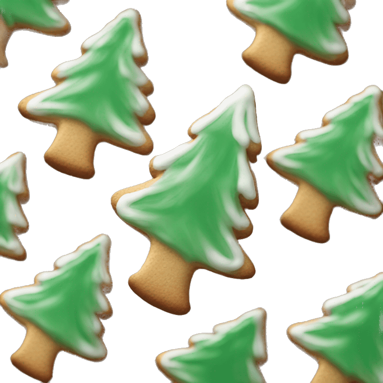 frosted gingerbread cookie shaped like a pine tree emoji