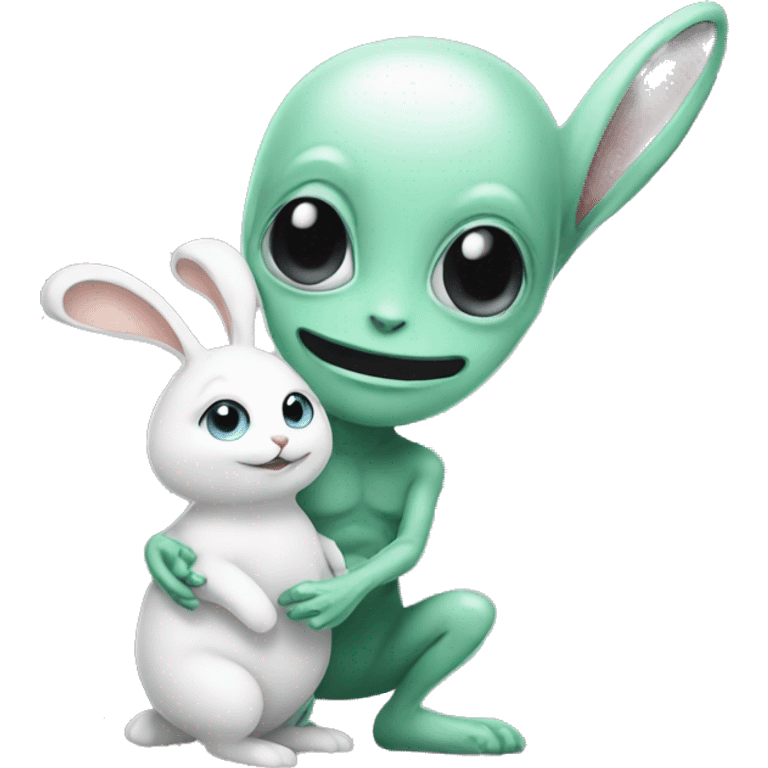 Alien with a white rabbit  emoji