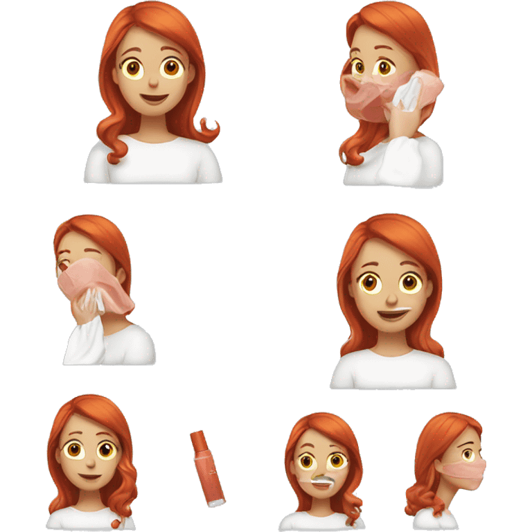 red head girl doing skincare  emoji