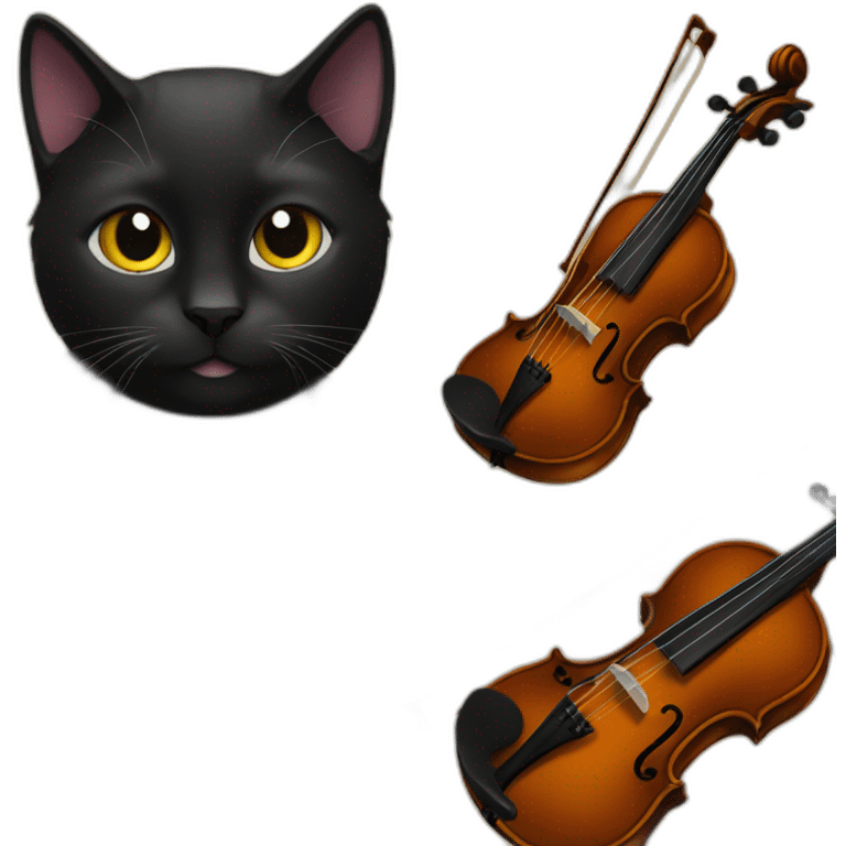 Black Cat who plays a violin emoji