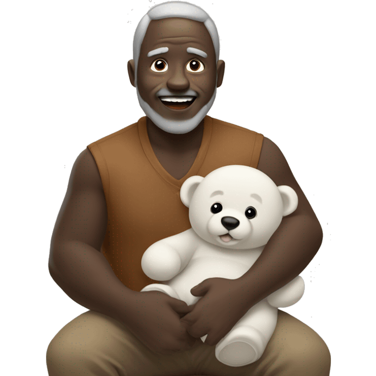 papa oso negro abrazando a osito blanco emoji