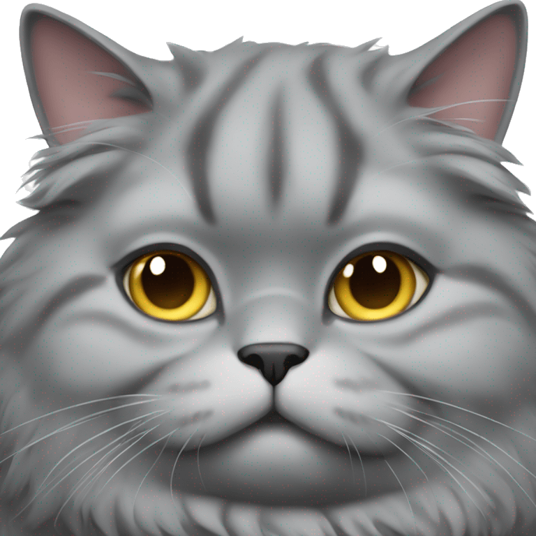 realistic fat grey fluffy cat l emoji