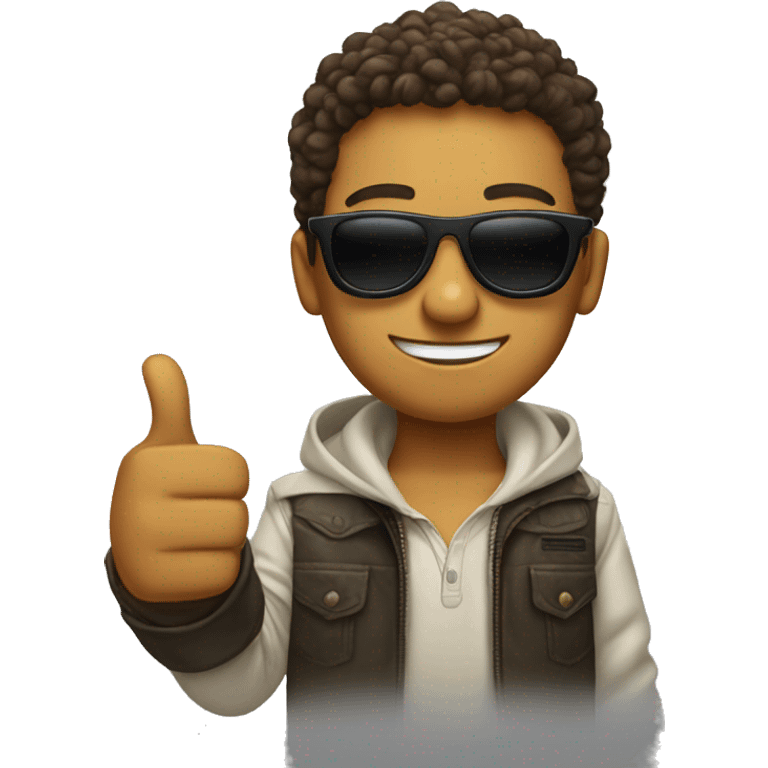 Young man with Thumbs up wear cool shades emoji