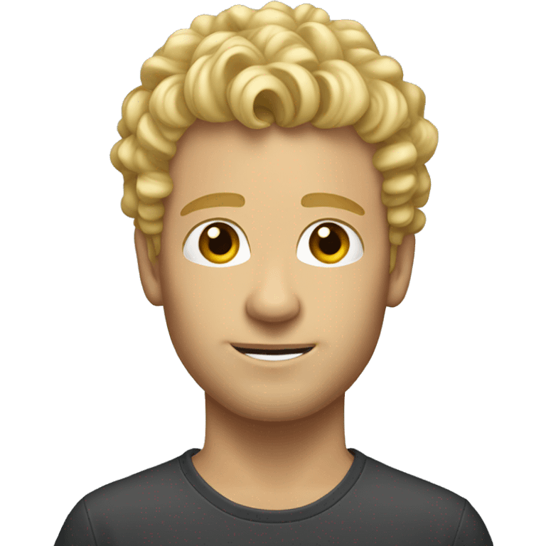 blonde adult guy with taper cut, curly front emoji