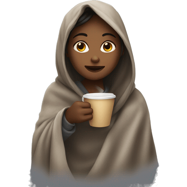 Girl drinking coffee under your blanket emoji