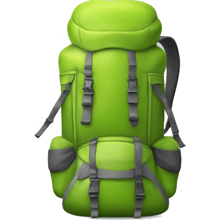 Realistic lime green hiking backpack isolated.  emoji