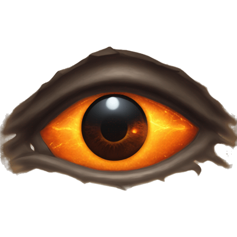 Eye of Sauron with glowing orange iris, set in a dark tower of Mordor emoji