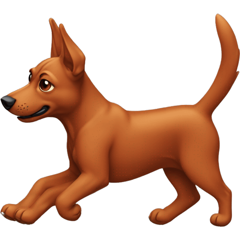 solid red dog with pointed ears running emoji