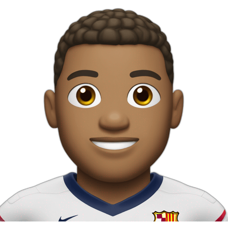 Mbappé with shirt of Barcelona FC emoji