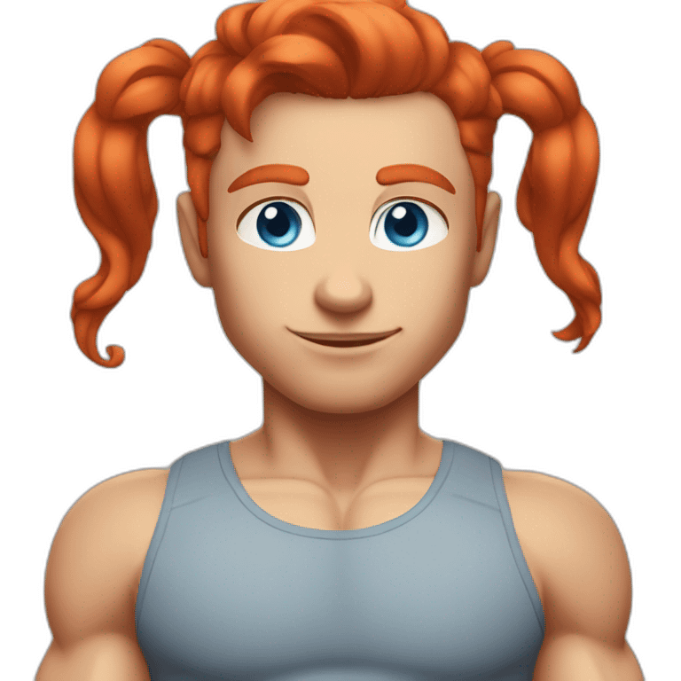 Yoga bodybuilder blue eyes neat red hair emoji