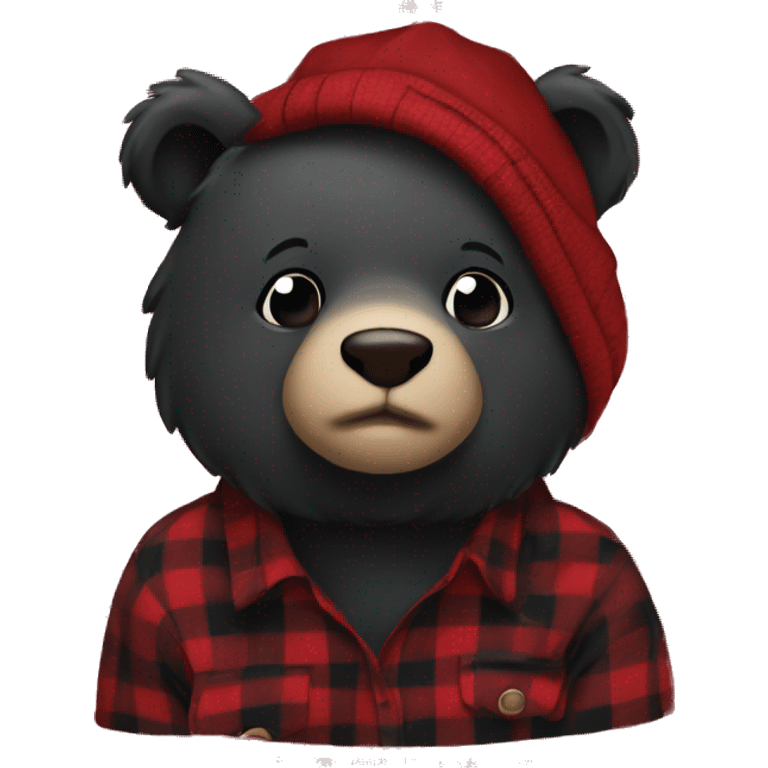 Black bear with red and black flannel emoji