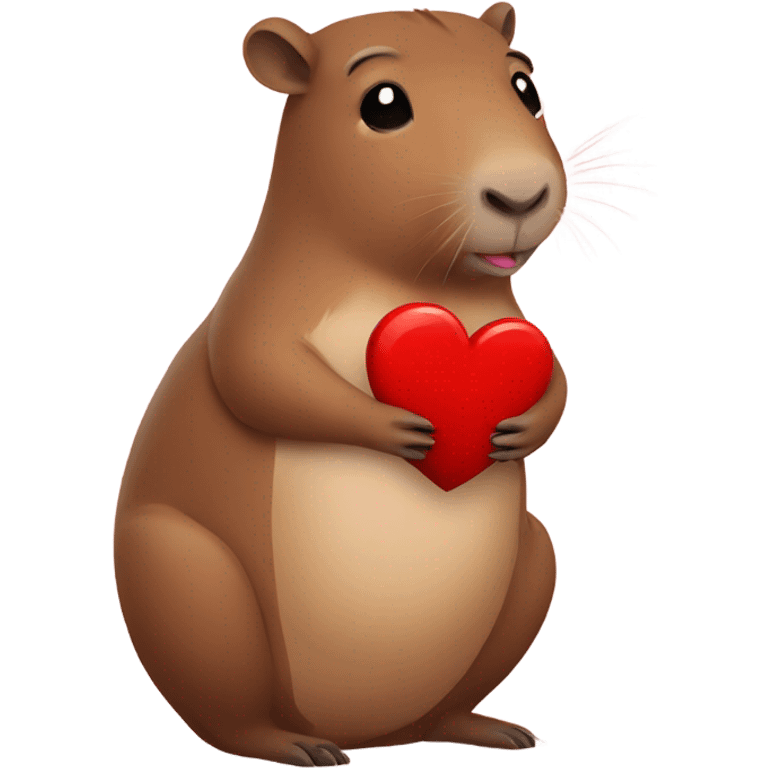 Capybara holding a heart emoji