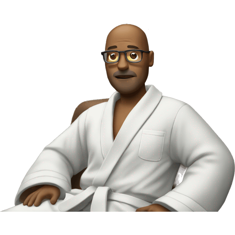 The therapist is 60 years old in full height in a bathrobe emoji