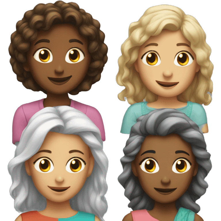 Two older sisters with two younger sisters emoji