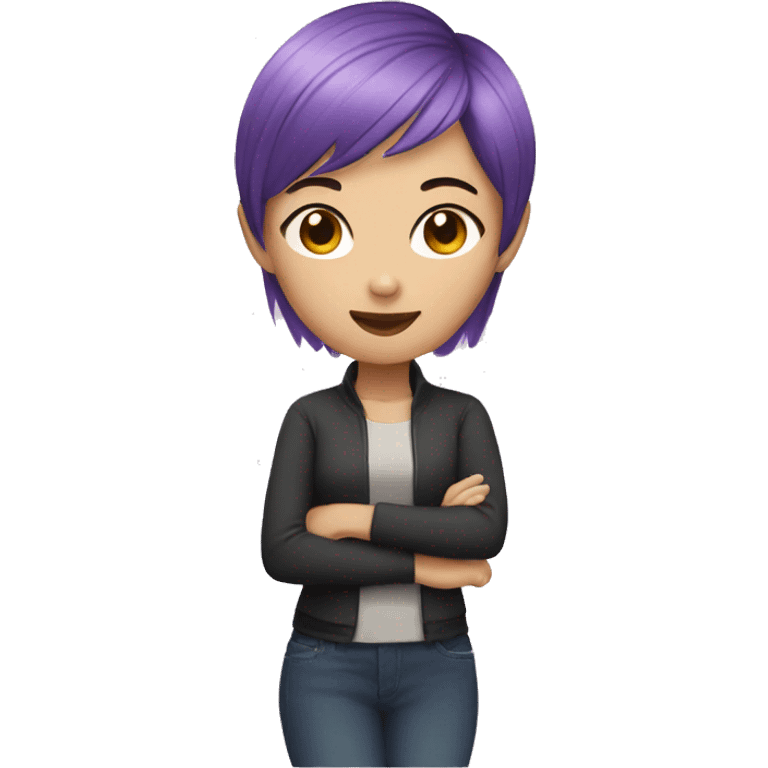 Asian girl with short purple hair  emoji