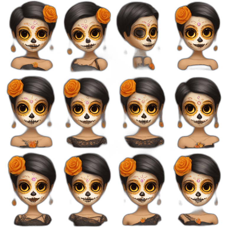 dia de los muertos girl short hair happy emoji