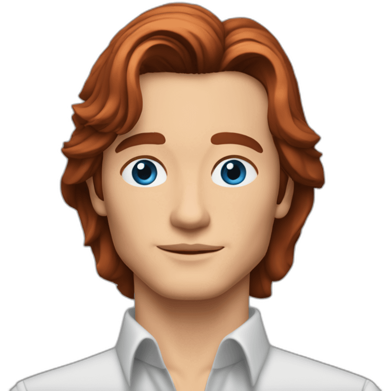 Alain delon young blue eyes neat parted red hair software engineer emoji