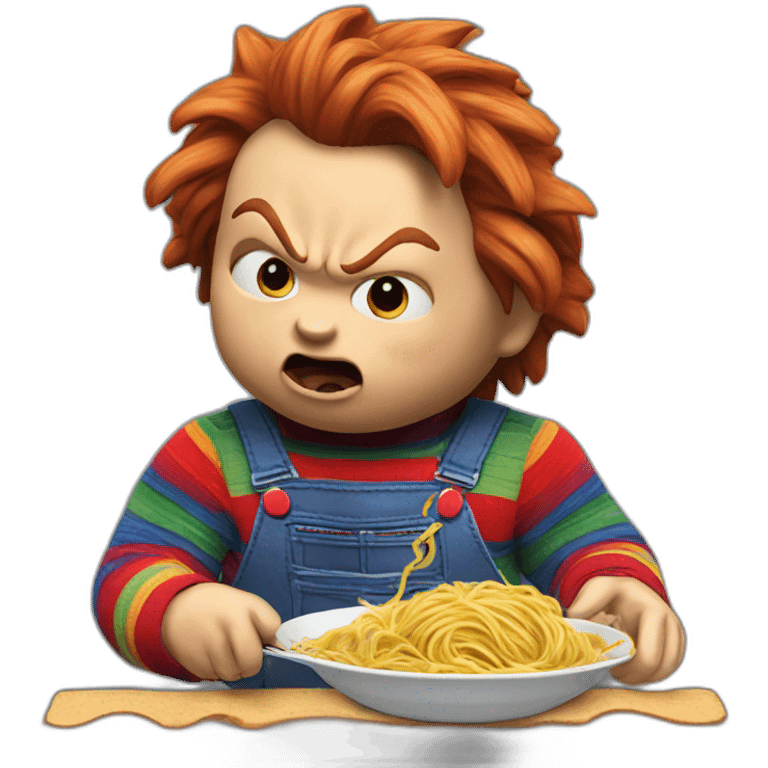 Chucky eating spaghetti emoji