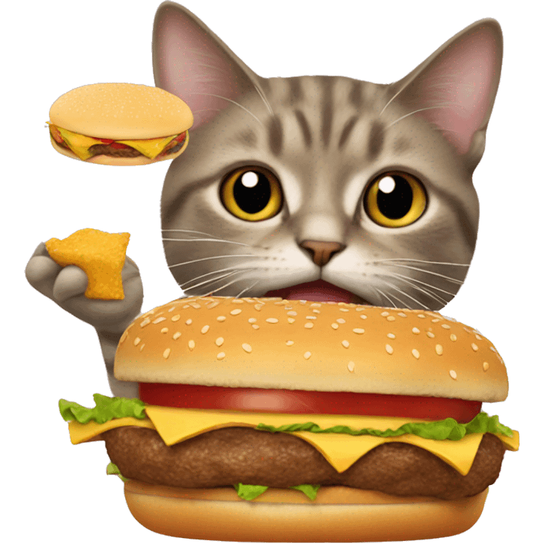 cat eating burger emoji