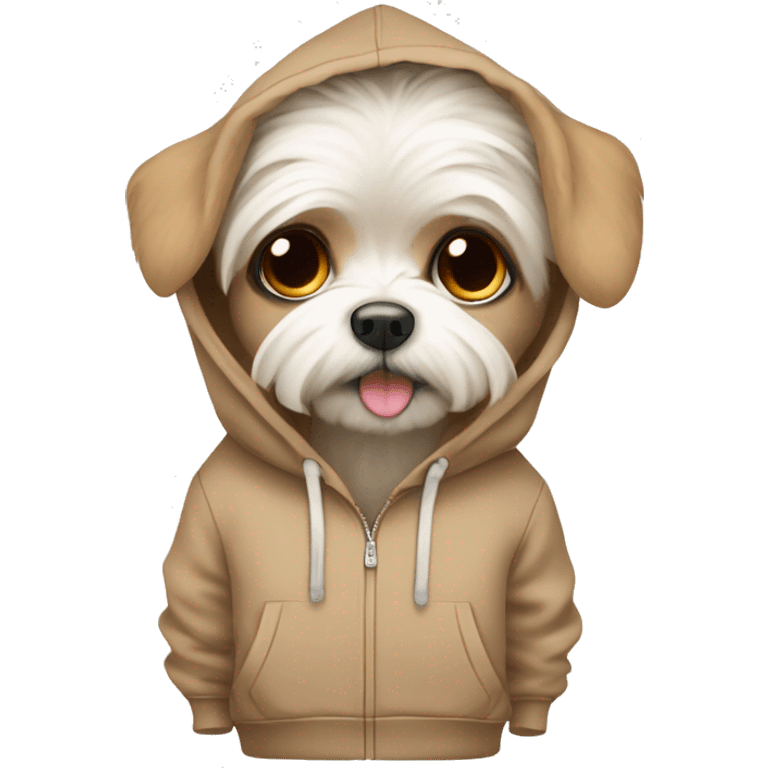 Maltese dog with big eyes  Wear a Brown beige hoodie emoji