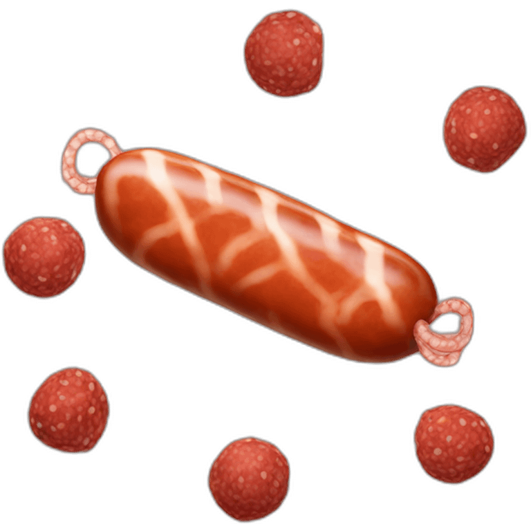 Une saucisse avec deux boulettes de viande emoji