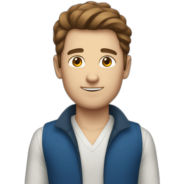 White guy with brown hair and a blue vest emoji