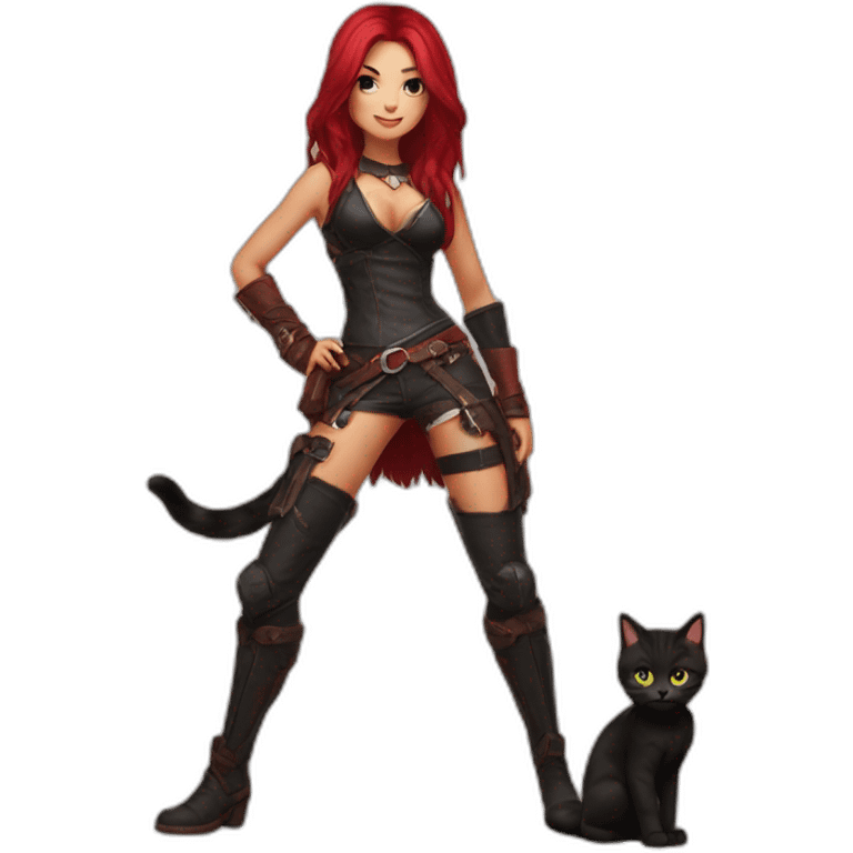 Katarina posing legs and kitten emoji