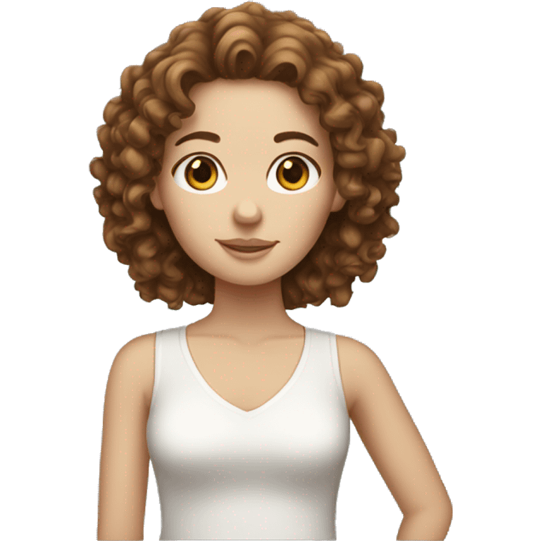 white girl with brown curly hair emoji