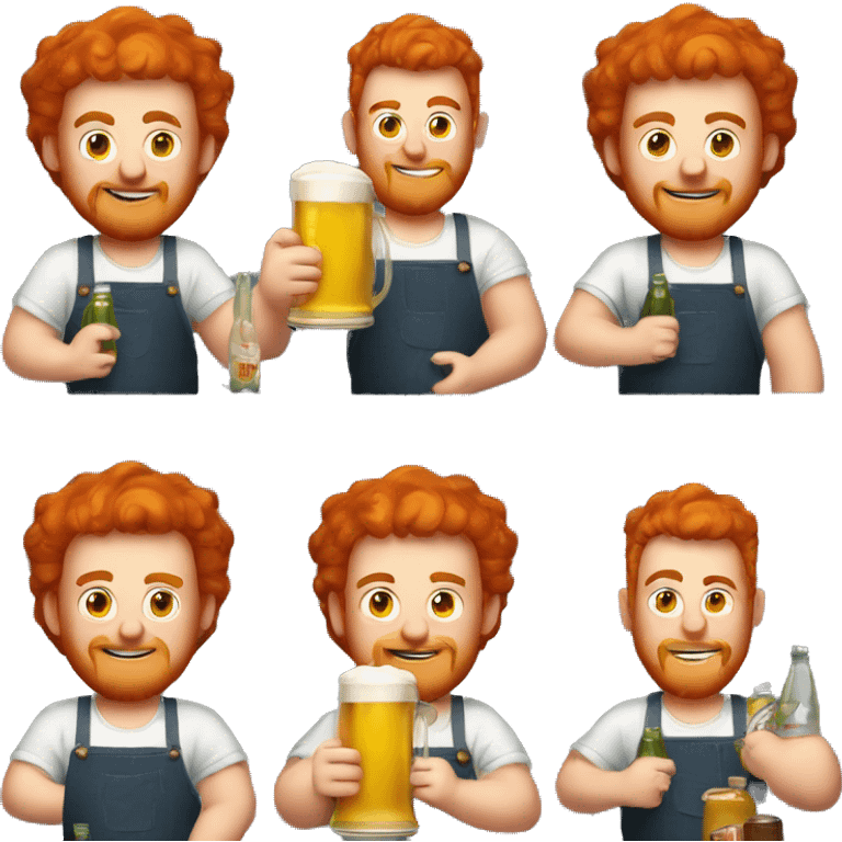 Fat red hair guy holding beer in one hand and cooking oil in the other emoji