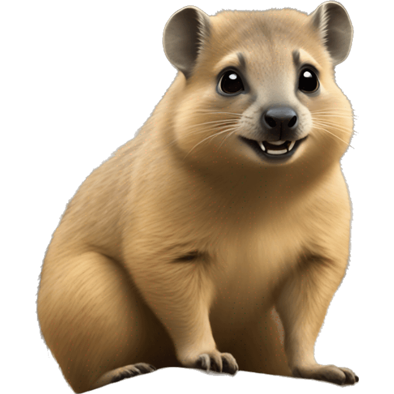 Hyrax with long canine teeth sitting on the top of a hut emoji